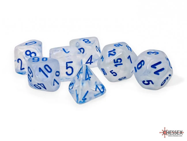 Chessex Borealis Mega-hedral 7-Die Set Icicle/light blue Luminary - Image 2