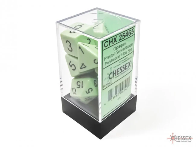 Chessex Polyhedral 7-Die Set Opaque Pastel Green/Black