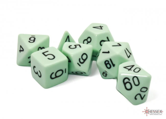 Chessex Polyhedral 7-Die Set Opaque Pastel Green/Black - Image 2
