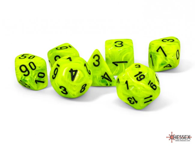 Chessex Vortex Mega-hedral Bright Green/black 7-Die Set - Image 2