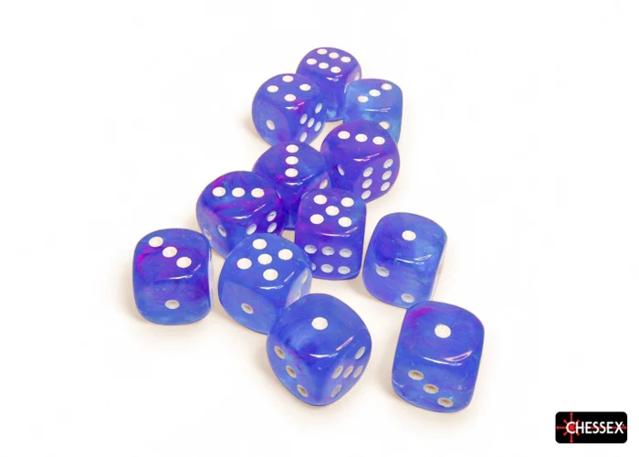 CHX 27767 Nebula Aura/white Luminary 16mm d6 Dice Block (12 dice) - Image 3
