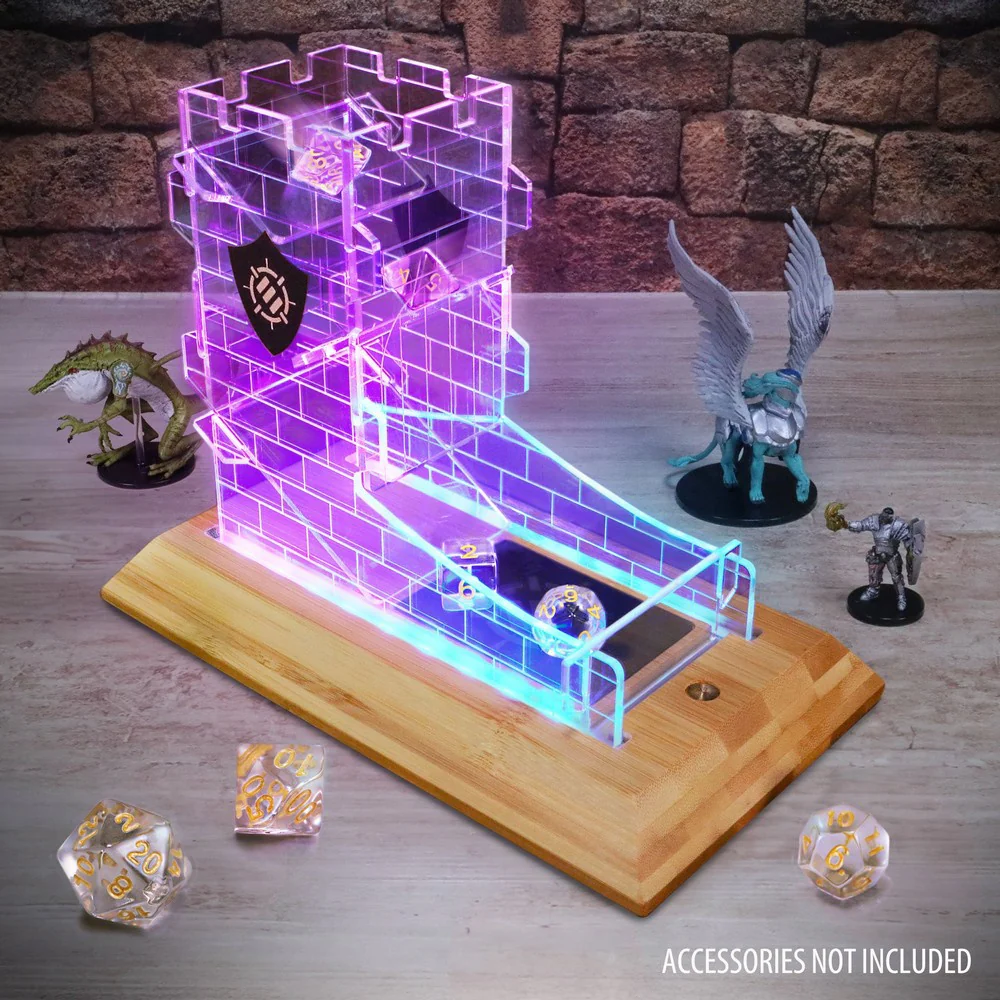 ENHANCE Tabletop LED Dice Tower and 7pc Clear Dice Set - Image 3
