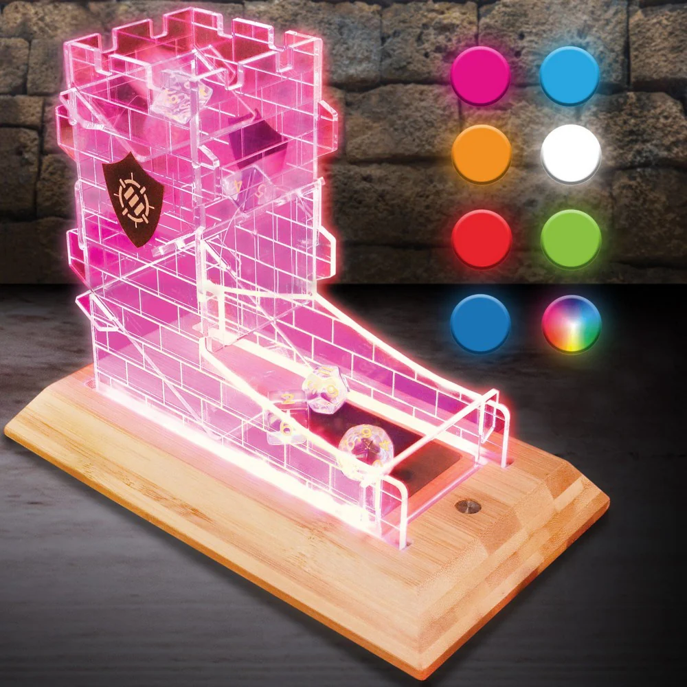 ENHANCE Tabletop LED Dice Tower and 7pc Clear Dice Set - Image 5
