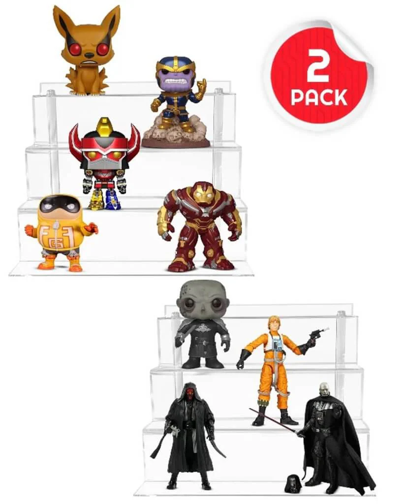 EVORETRO Acrylic Display Risers for Funko Pops and Action Figures - RS9 shelve Inch 2-Pack - Image 2