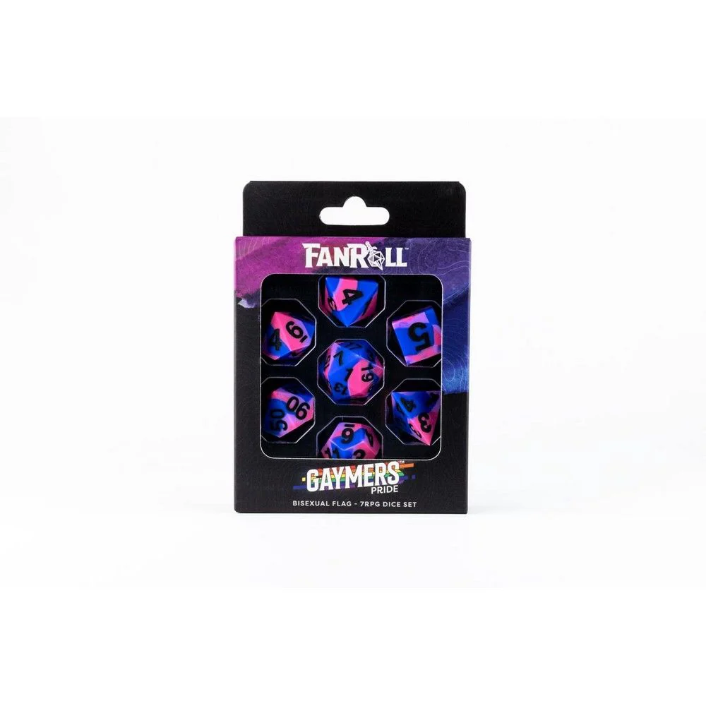 Fanroll: 16mm Pride Sharp Edge Silicone Rubber Poly Dice Set: Bisexual