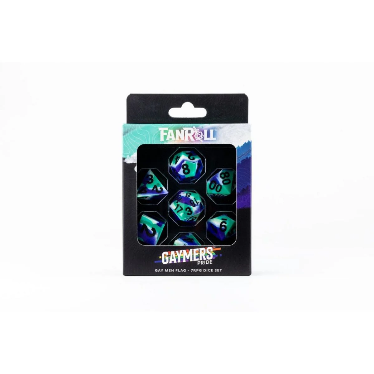 Fanroll: 16mm Pride Sharp Edge Silicone Rubber Poly Dice Set: Gay Men